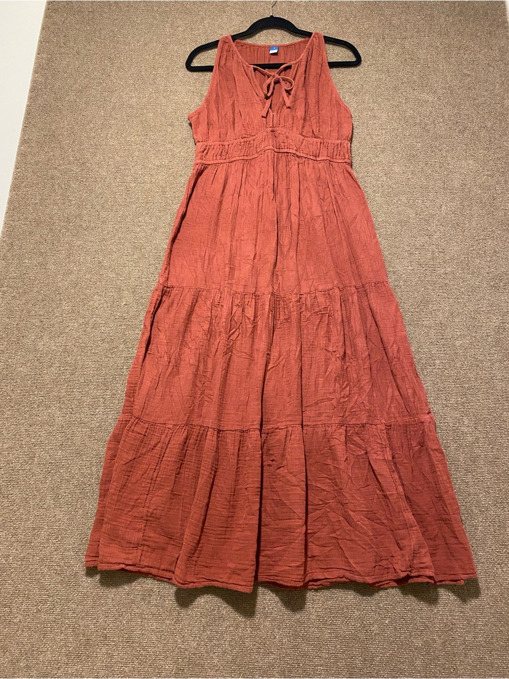 Old Navy Crinkle Gauze Sleeveless Tiered Maxi Dress - Rust Size M